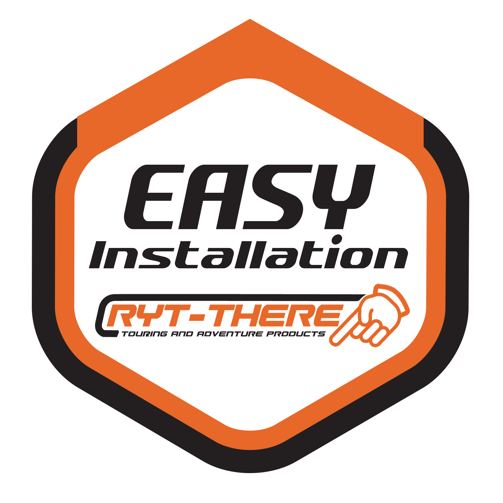 Logo with 'Easy Installation' text and RYT-THERE branding on a white background